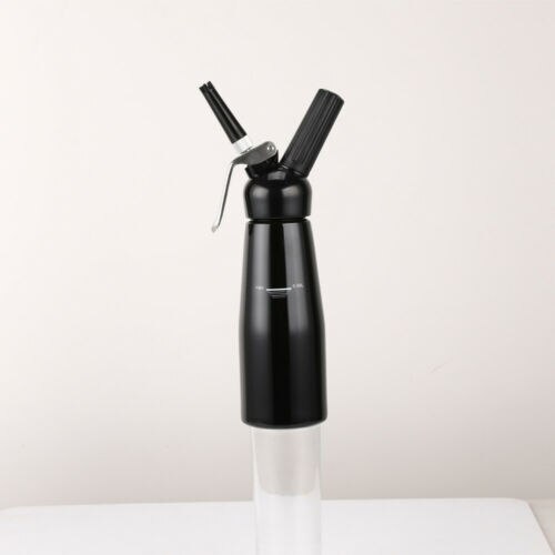 Dispensador de crema batida de acero inoxidable, herramientas de postre, 500 ml, a estrenar: Negro