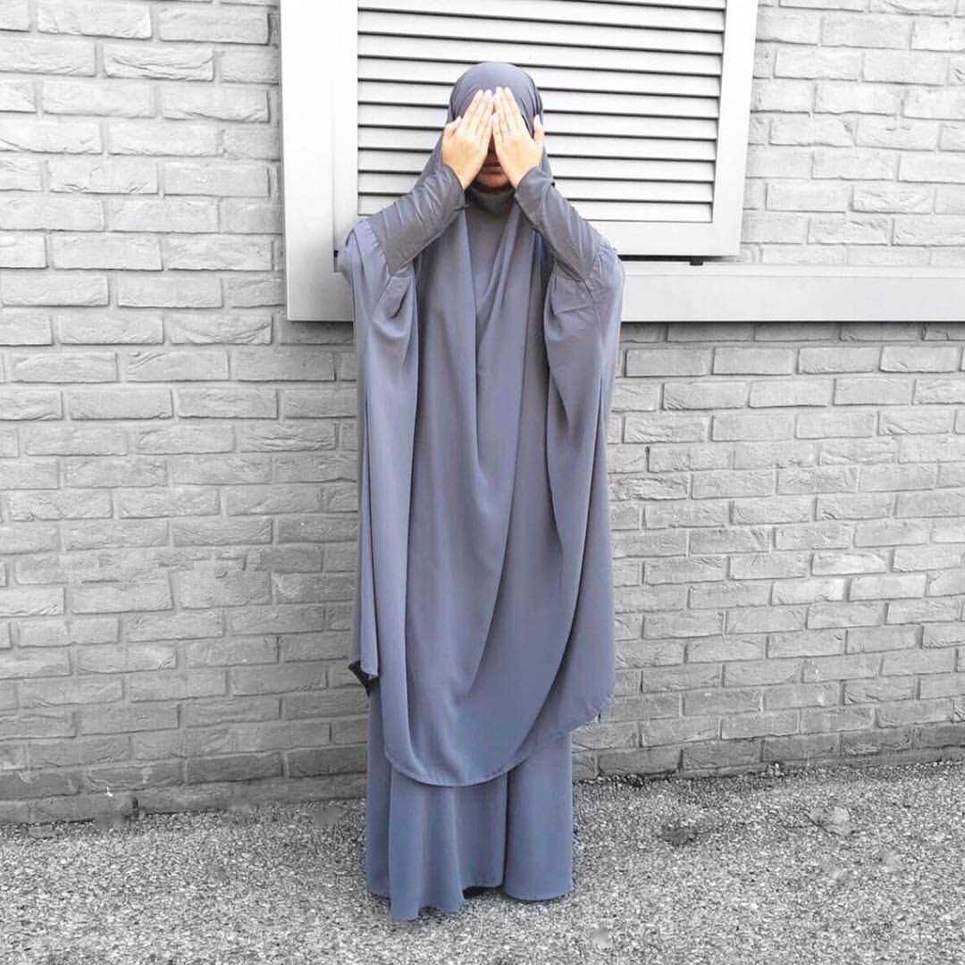 Ramadan eid muslimi rukous vaate mekko naiset abaya jilbab hijab pitkä khimar -kylpytakki abayas islam vaatteet niqab djellaba burka: Harmaa