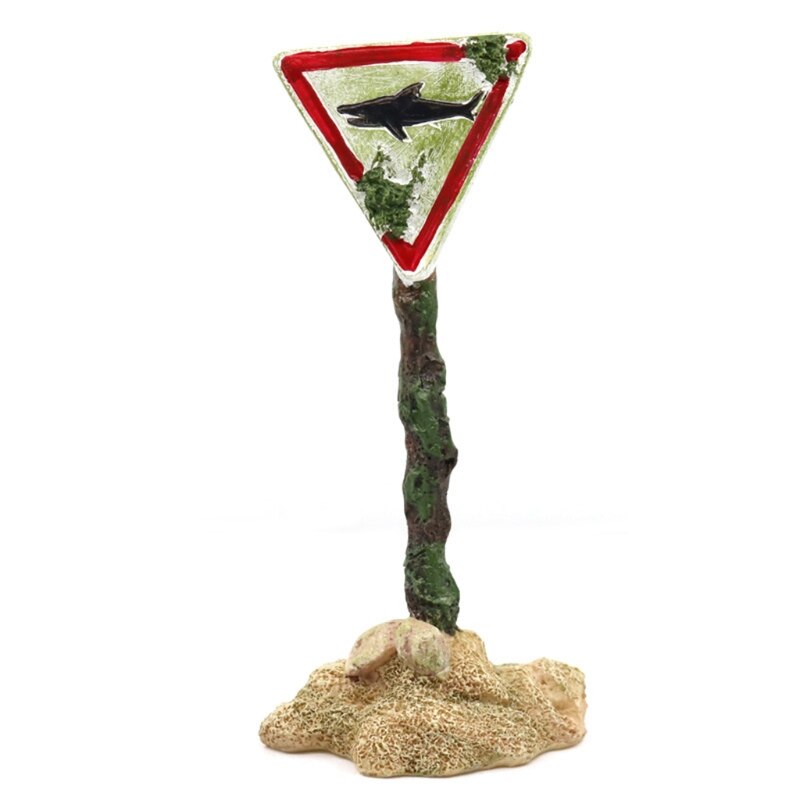 Shark Warning Board Aquarium Décor Ornaments, Warning Sign Sunken Rock, Resin Fish Tank Decorations Remains