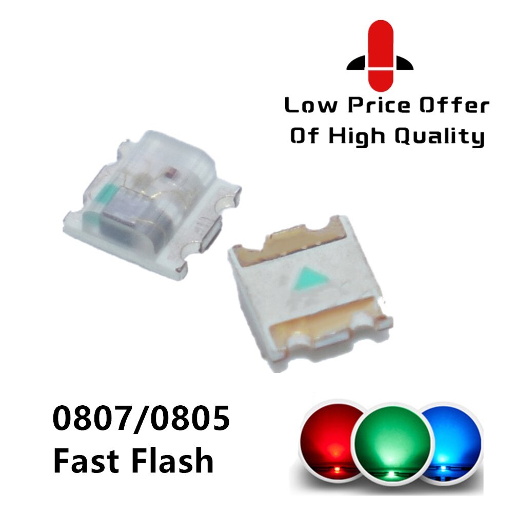 100 pièces clignotant LED SMD Diode 0805 rvb Diodo flash Alto Brilho Diod 0807 rvb Flash LED à changement de couleur flash rapide Flash lent