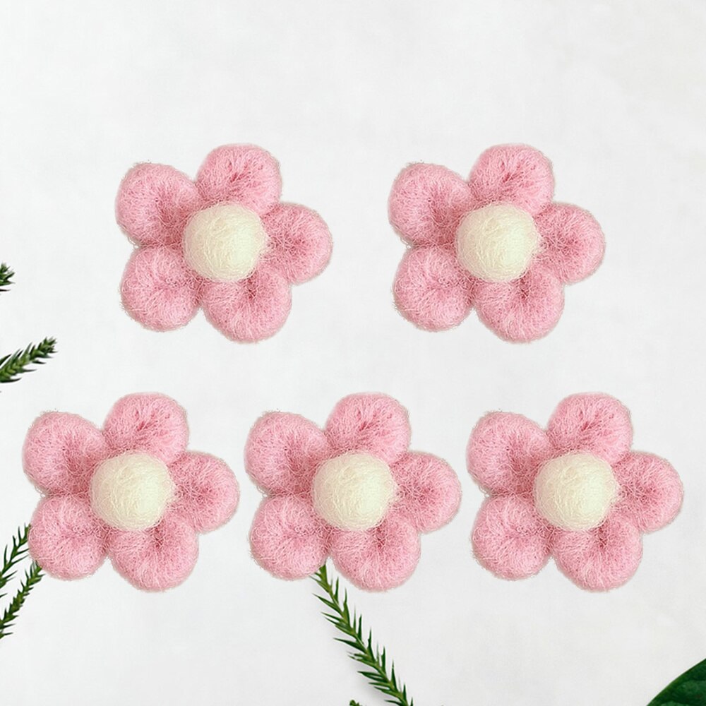 5Pcs Vilt Broche Schattige Bloem Vormige Breastpins Kids Broche Corsage Kleding): Pink