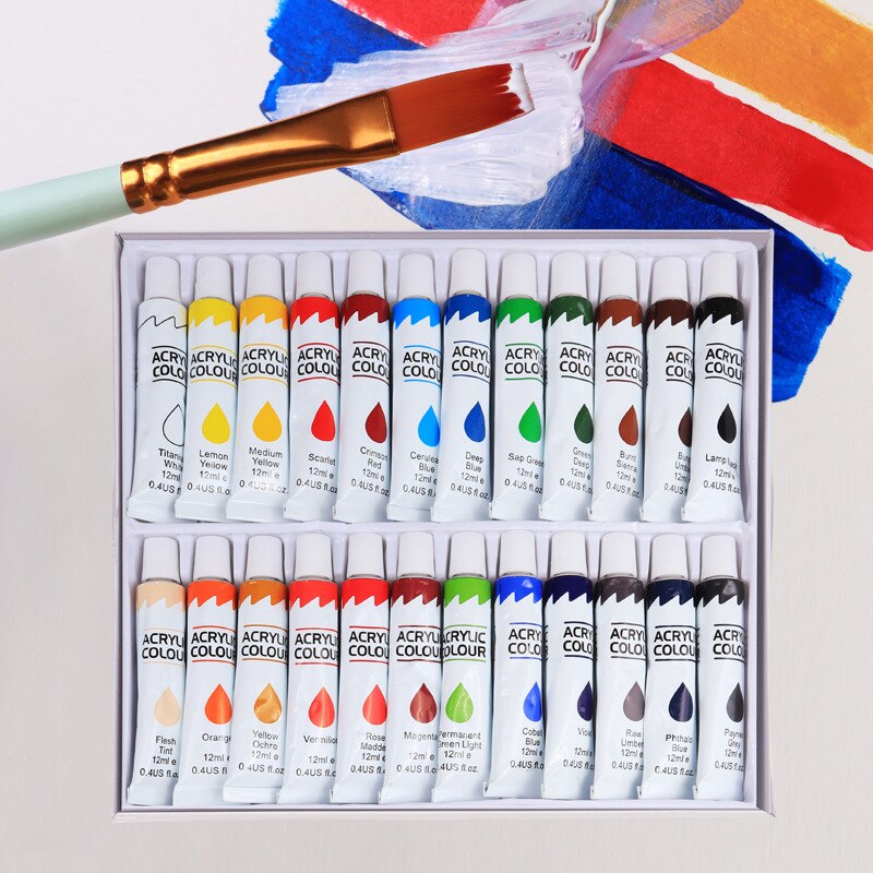 12ml Hand-painted Graffiti Acrylic Paint Set 24-color Wall Painting Waterproof Art Artist Painting Supplies