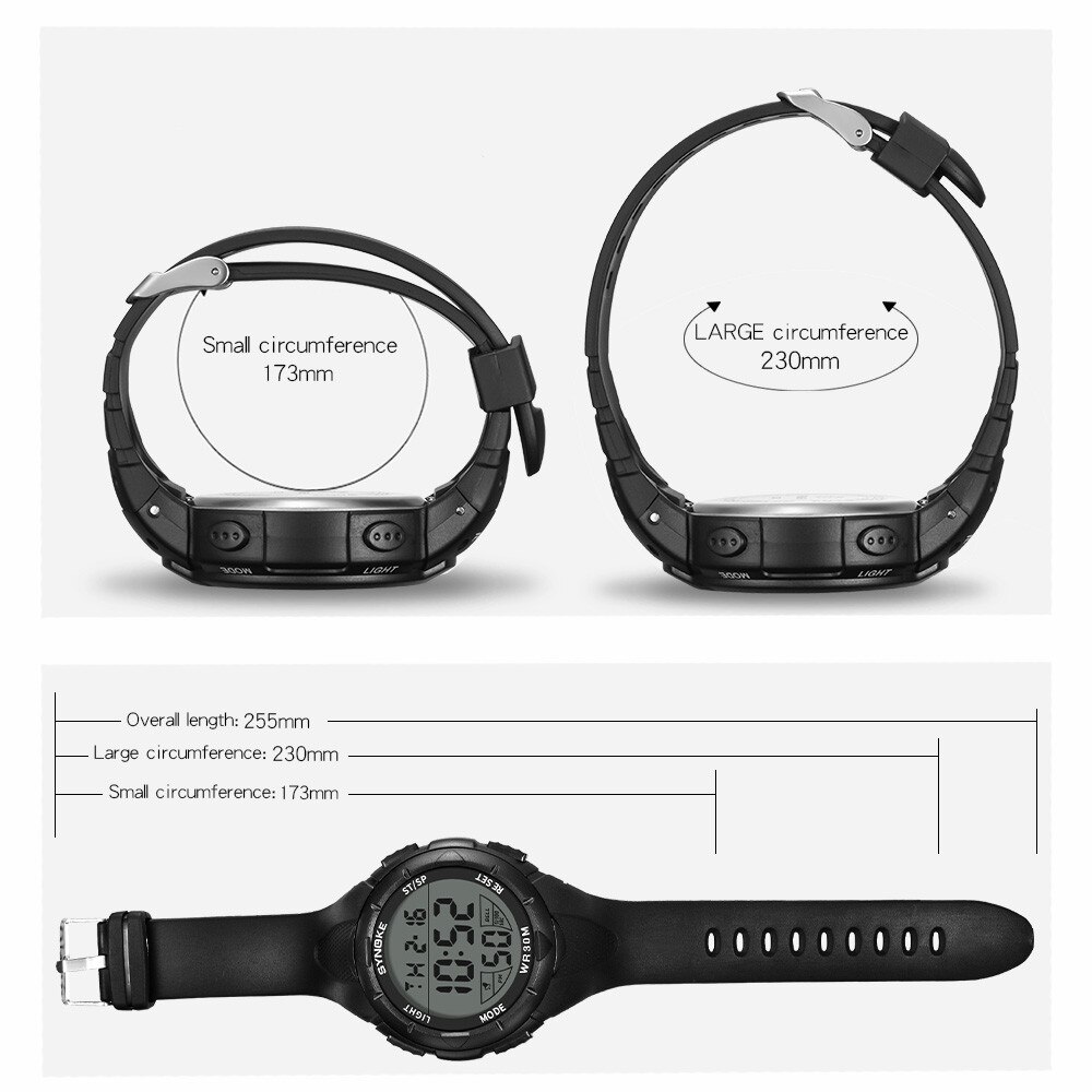 Classic Men's Sports Led Watch Waterproof Luminous Digital Wrist Watch For Men Soft Silicone Watches For Adult