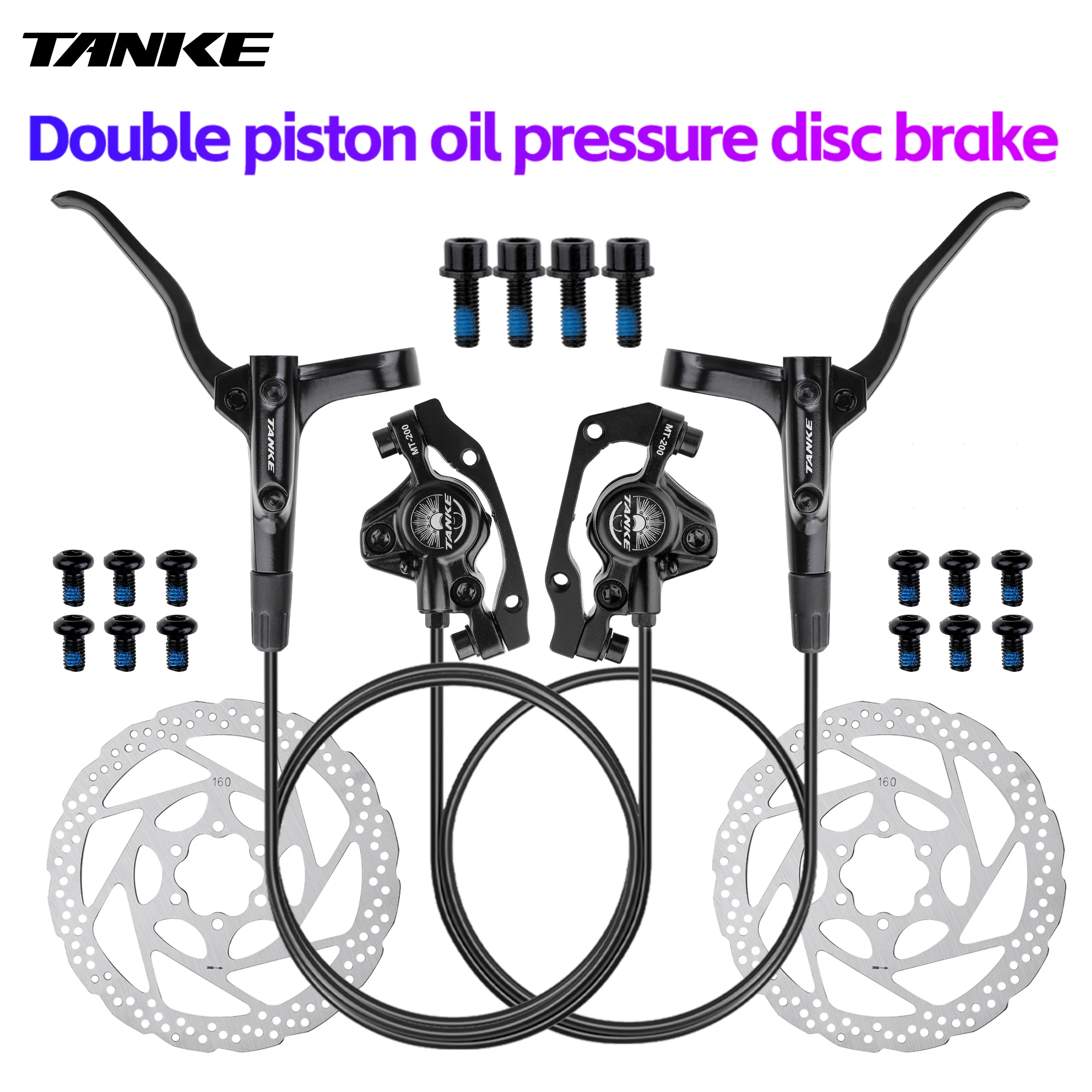 TANKE MT200 bicicleta freno de disco hidráulico MTB freno BL BR 800/1600mm freno de bicicleta 2 pistones 3 dedos palanca de acero piezas de bicicleta actualización