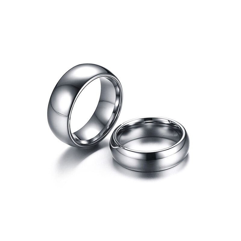 Silber Farbe Wolfram Hartmetall Für Männer Frauen Engagement Ring Hochzeit Band Allianz Paar Schmuck USA Größe 8mm 6mm
