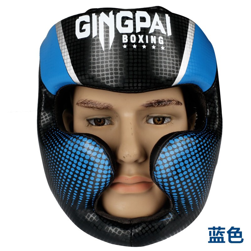 GINGPAI Boxing Training Helmet Adult Child Muay Thai MMA Helmet Full Cover Headgear Guard Full Face Facial Protecti: Blue / L