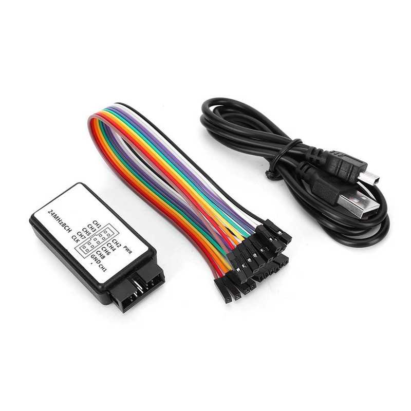 USB Logic Analyzer Device Set Mini Digital Pocket Size 8 Channel Input Memory 24MHz Logic Analyzer