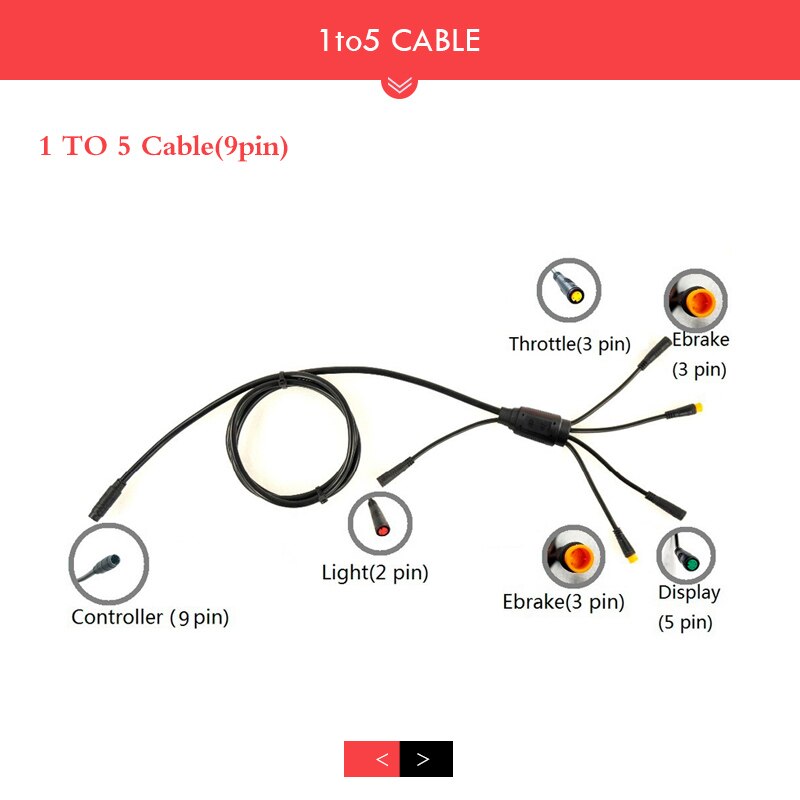 Electric Bike Controller 36V48V 22A Ebike KT Controller For 500W 9 Brushless Motors controller Electric Bike Conversion Kits: 1 to 5 cable