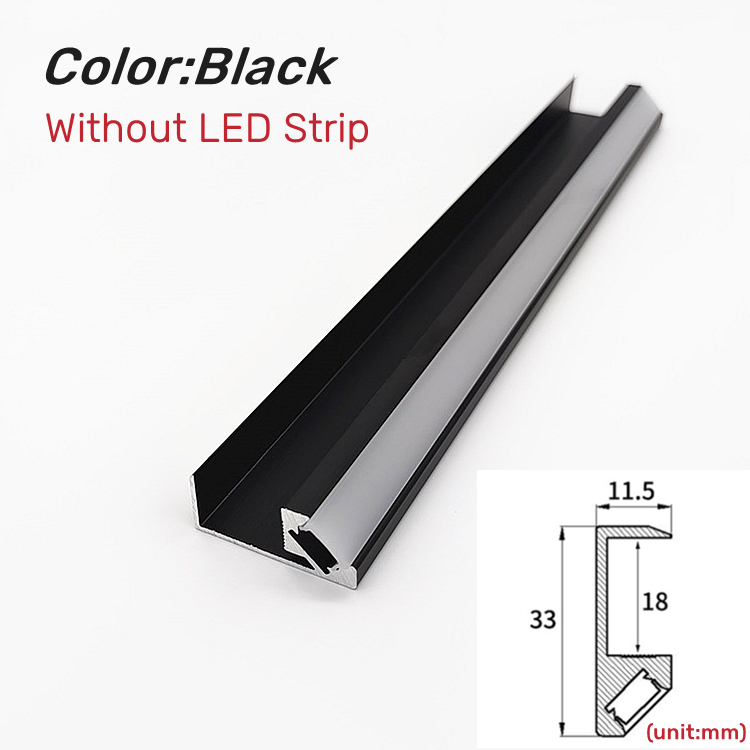 Luz LED para estante de armario, iluminación empotrada de 45 °, perfil de aluminio de 18mm, tablero de madera, barra de Clip trasera, lámparas de tira, 0,5/1m/Uds.: Gris claro / Azul