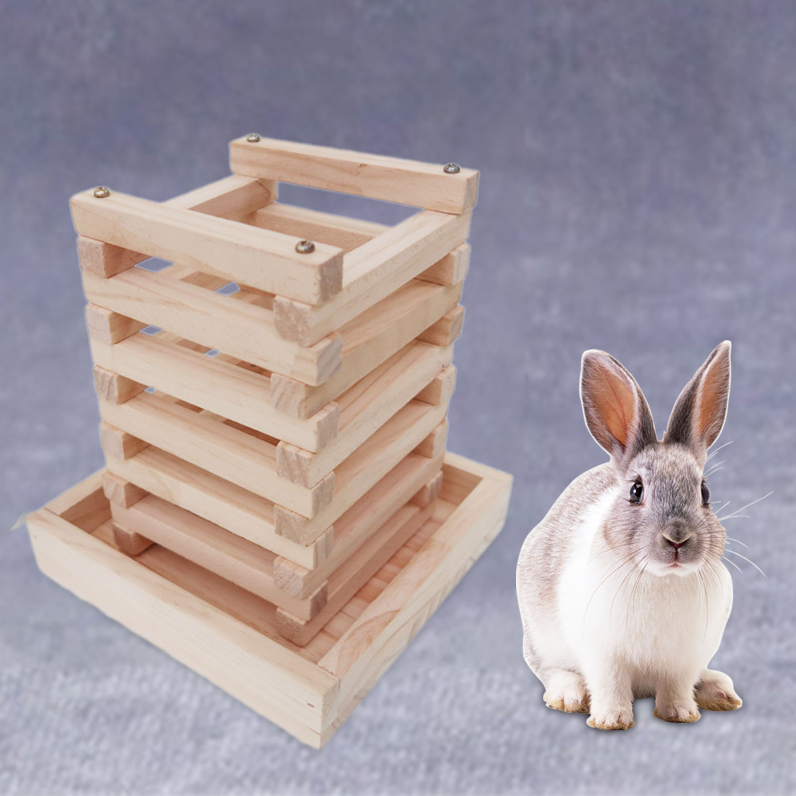Bunny Hay Manger Feeder Hay Holder Wooden Rabbit Hay Feeder for Small Animals Cage Accessories Guinea Pig Hedgehog Ferret