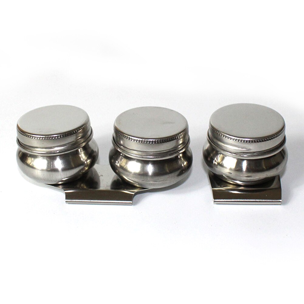 Tambour forme peinture Pot à huile simple Double trou étudiant facile propre école en acier inoxydable Dipper Art fournitures Palette outils