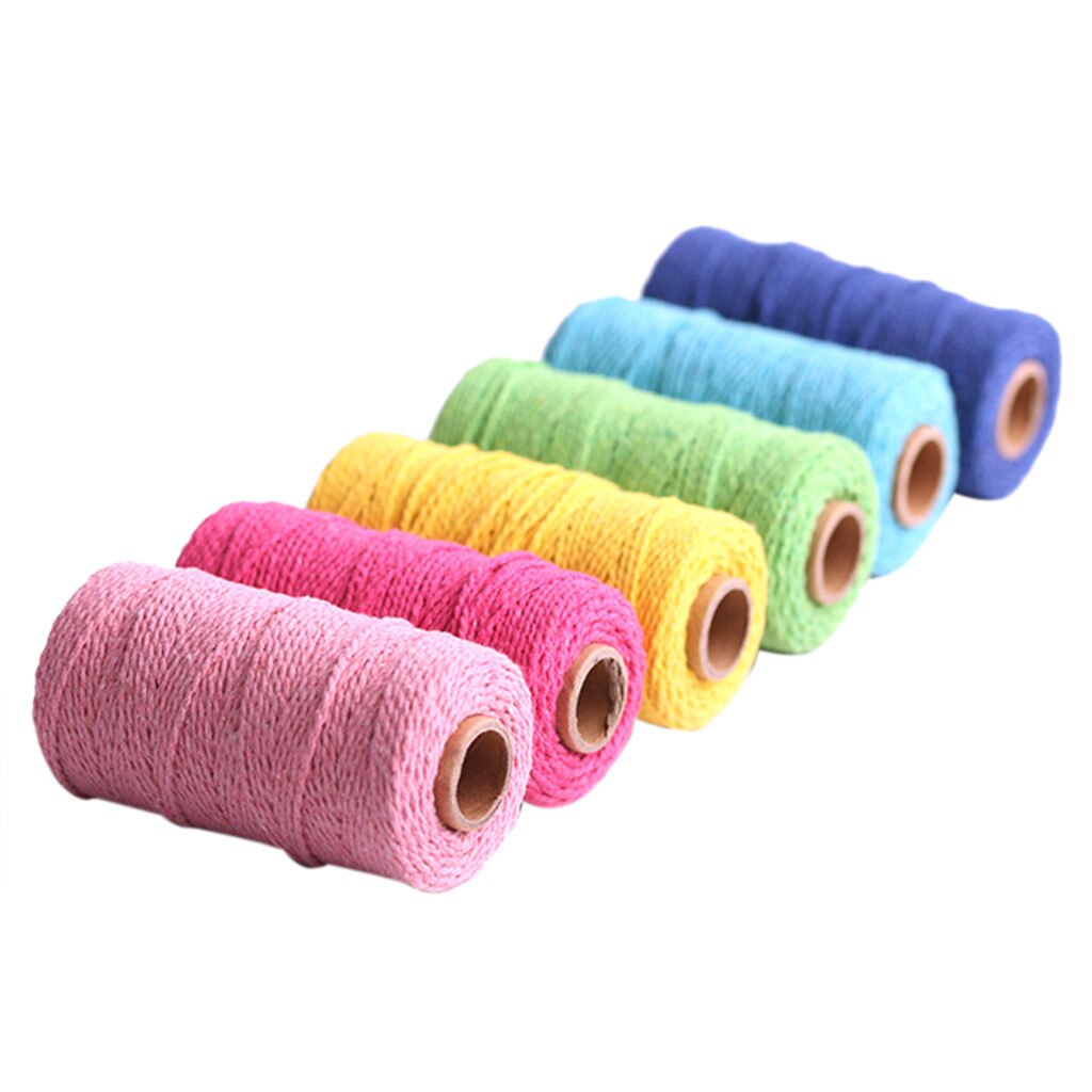 100m Long/100Yard Pure Cotton Twisted Cord Rope Crafts Macrame Artisan String Multicolor Cotton Linen Rope Home Textiles