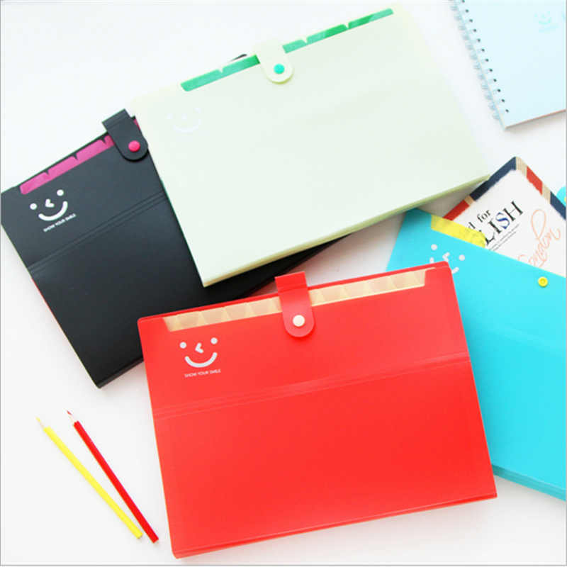 Big Smile Document Bag Waterproof Presentation Folder Bag Paper Bill Clip Storage Organ Bag Expanding Wallet Folders
