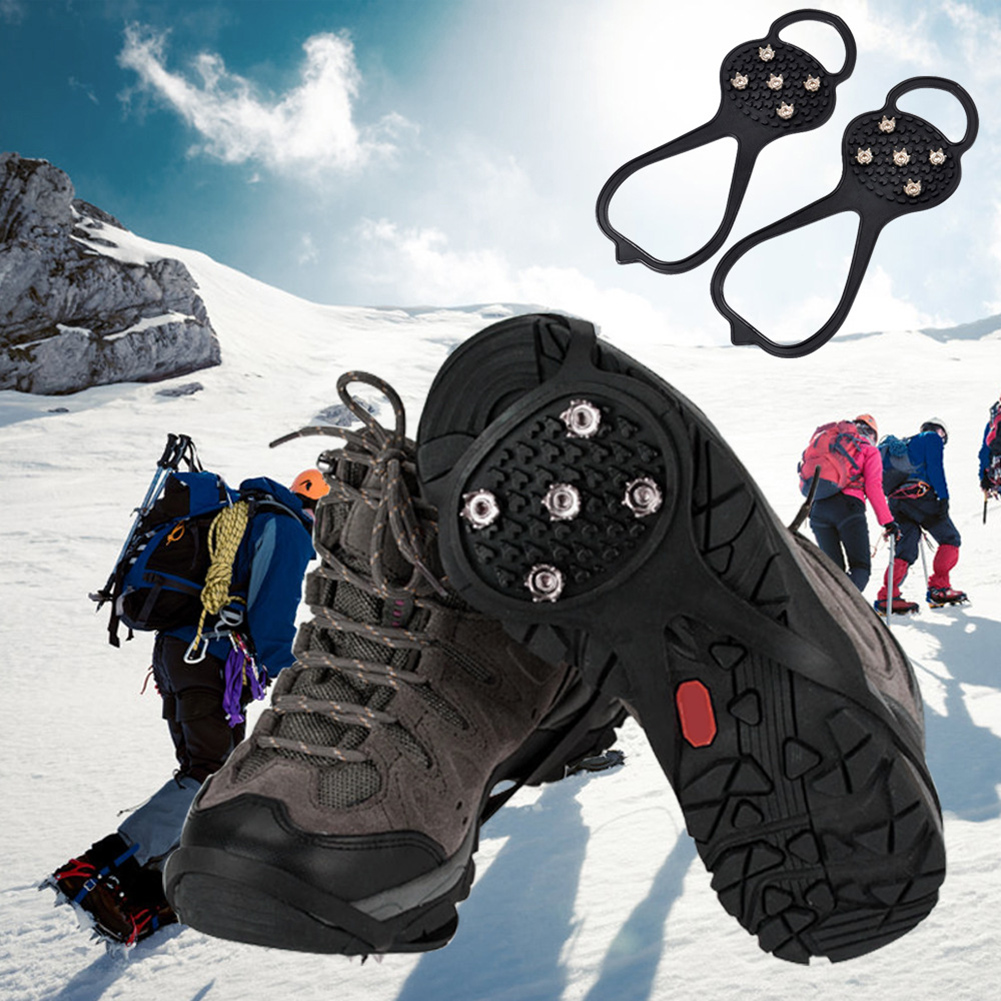 Zapatos de pinza de hielo para niños, crampones de hierro, antideslizantes, suministros de viaje, pinchos para caminar sobre la nieve, 1 par