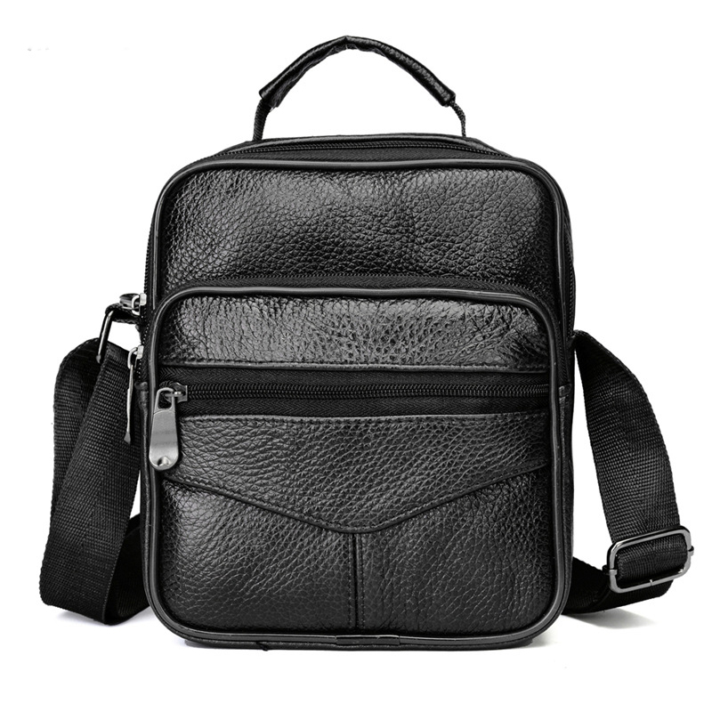 Vintage Koeienhuid Lederen Handtas Mannen Crossbody Tassen Solid Schoudertas Man Kleine Zakelijke Mannelijke Reizen Messenger Bags Koffie