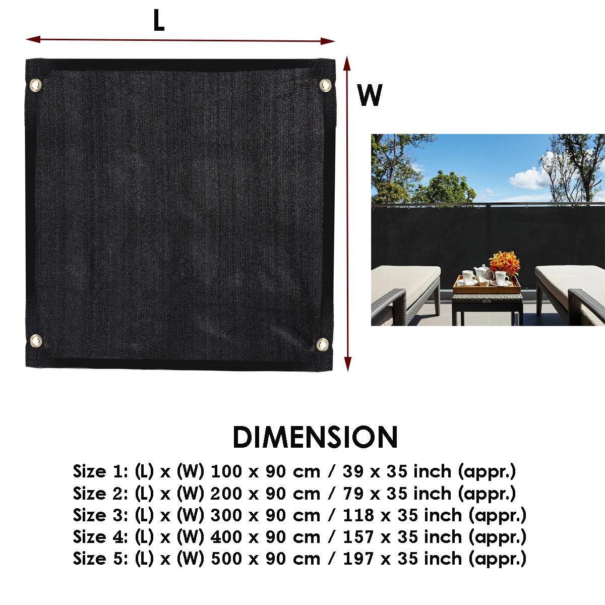 Black Privacy Screen Fence Heavy Duty Fencing Mesh Shade Net Cover for Wall Garden Yard Backyard