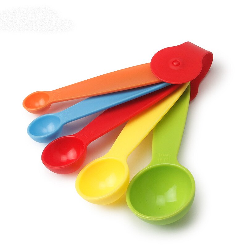 5 Stks/set Kleurrijke Maatlepels Plastic Suiker Taart Bakken Maatregel Lepel Keuken Bakken Meetinstrumenten