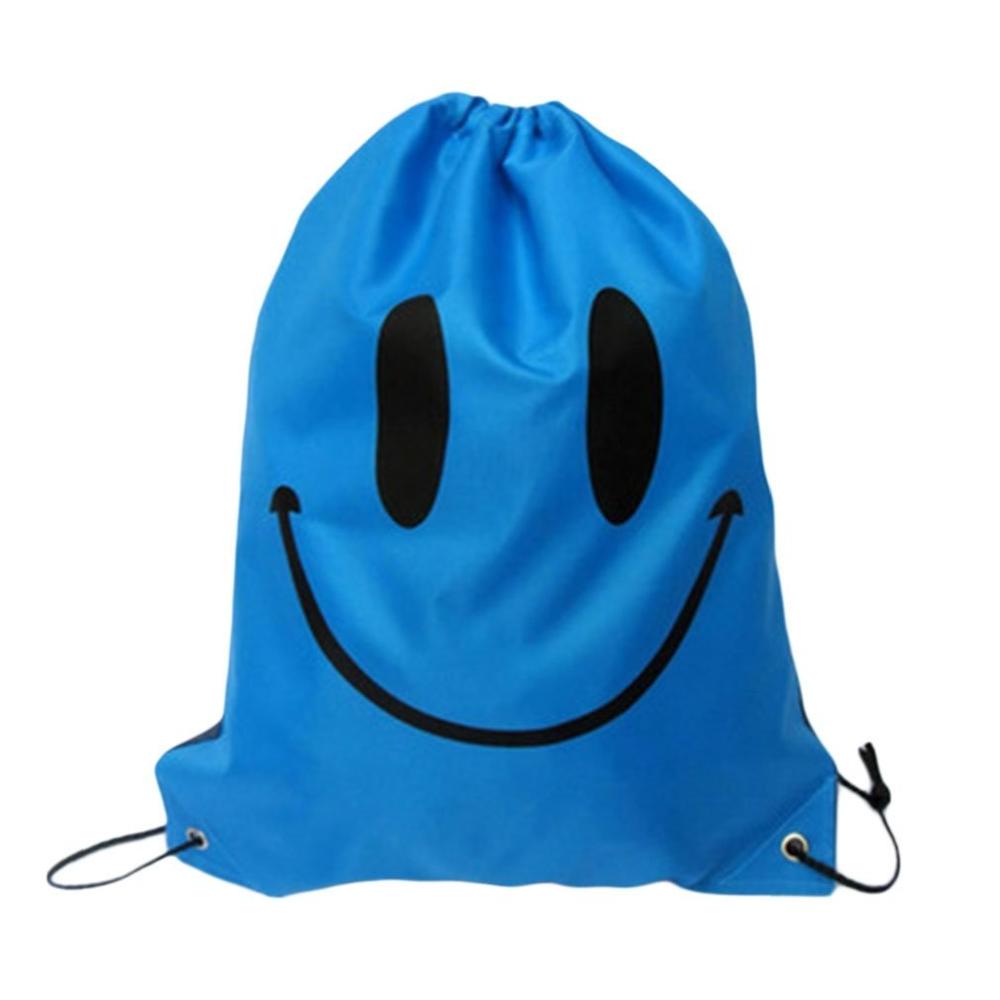 Durable Convenient 41cm x 33cm Swimming bags Drawstring Beach Bag Sport Gym Waterproof Backpack Swim Dance: Smile Blue