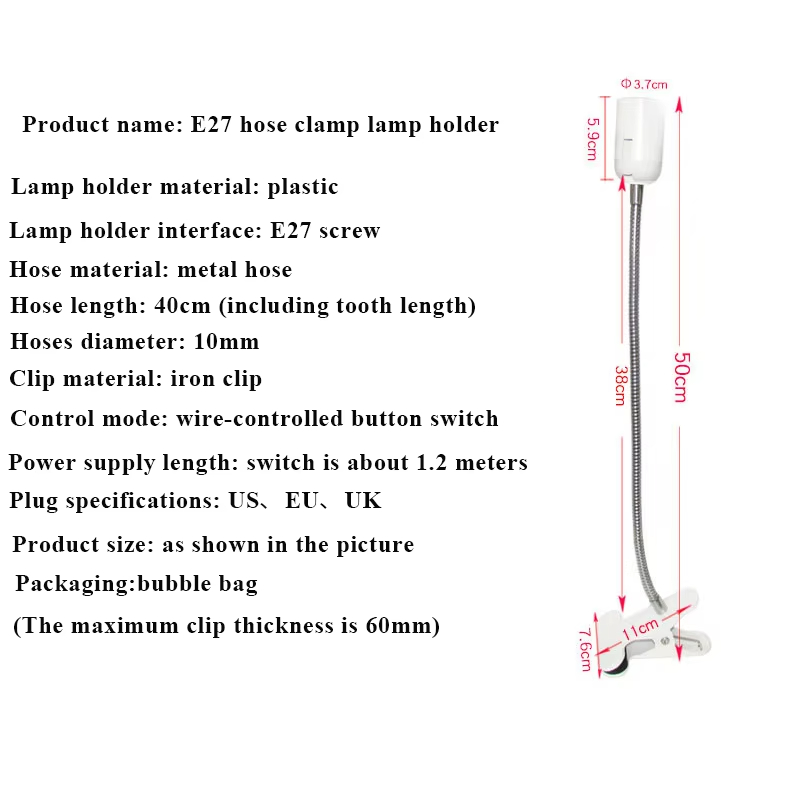 Enkele/Dubbele Hoofd E27 Lamphouder EU Wandsocket Flexibele Power Contact Clip Met Schakelaar Lamphouder Base LED Multi Extension
