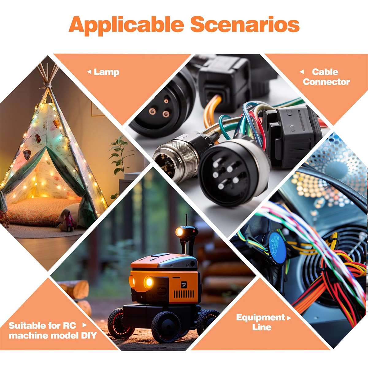 16/18/20/22/24/26/28 AWG Elektrokabel mit Schrumpfschlauch, 5 Farben langes, verzinntes Kupfer, flexibles Silikon-Anschlussdraht-Set