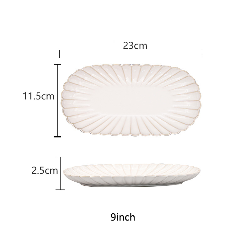 Kiln Changing Japanese Dinner Plates Ceramic White Glaze Tableware Set Western Steak Dish Salad Bowl Spoon Home Hotel Dinnerware: Light Grey