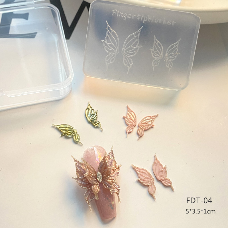 TSZS 1pc jupe mignonne dentelle sur les ongles silicone coeur arcs ruban 3D moule à ongles décorations d'art d'ongle Silicone beurre produits pour ongles: Ivoire