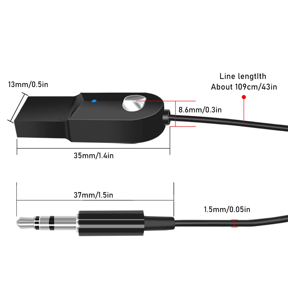 Audio Adapter Voor Auto 3.5Mm Jack Usb Bluetooth-Compatibel 5.0 Ontvanger Speaker Auto Handenvrij Car Kit Audio Muziek zender