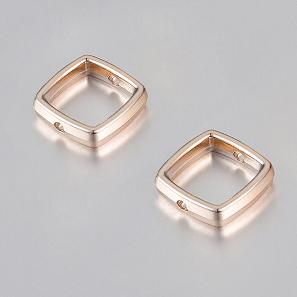 50 sztuk Love Heart dwa otwory CCB koraliki rama Spacer koraliki naszyjnik DIY złącza bransoletki wisiorki akcesoria do wyrobu biżuterii: 14mmSquare-Rose Gold