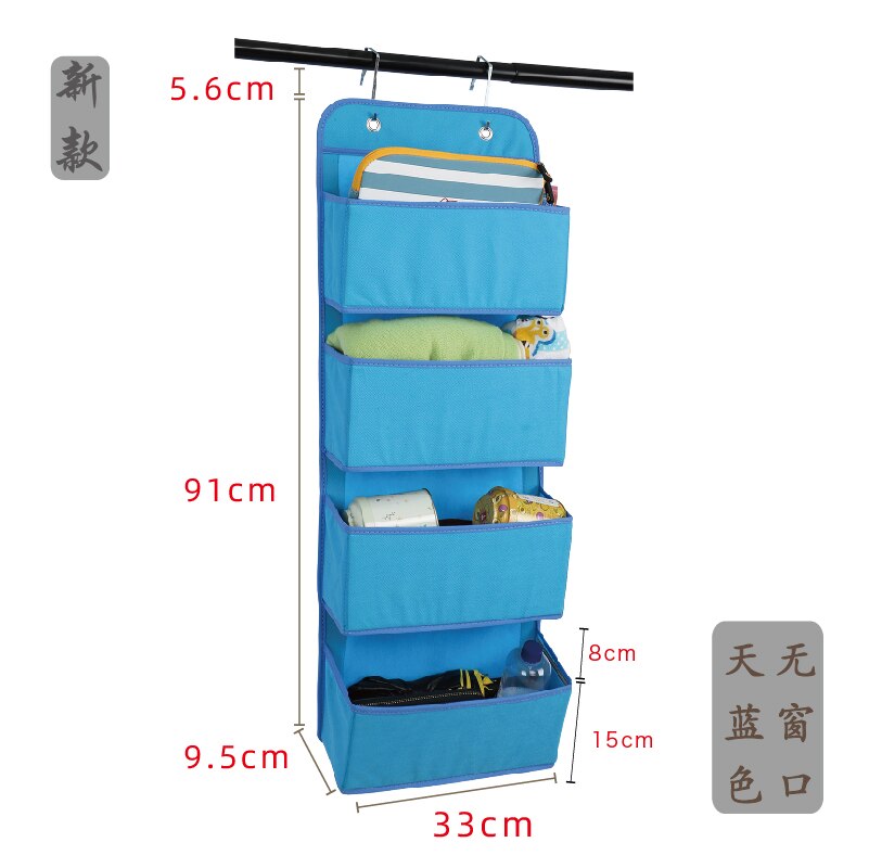 Artículos para el hogar simples, organizador de 4 bolsillos para colgar en la pared, armario, bolsa de almacenamiento sobre la puerta, organizador de juguetes, bolsa, colgador: blue91X33X9.5cm