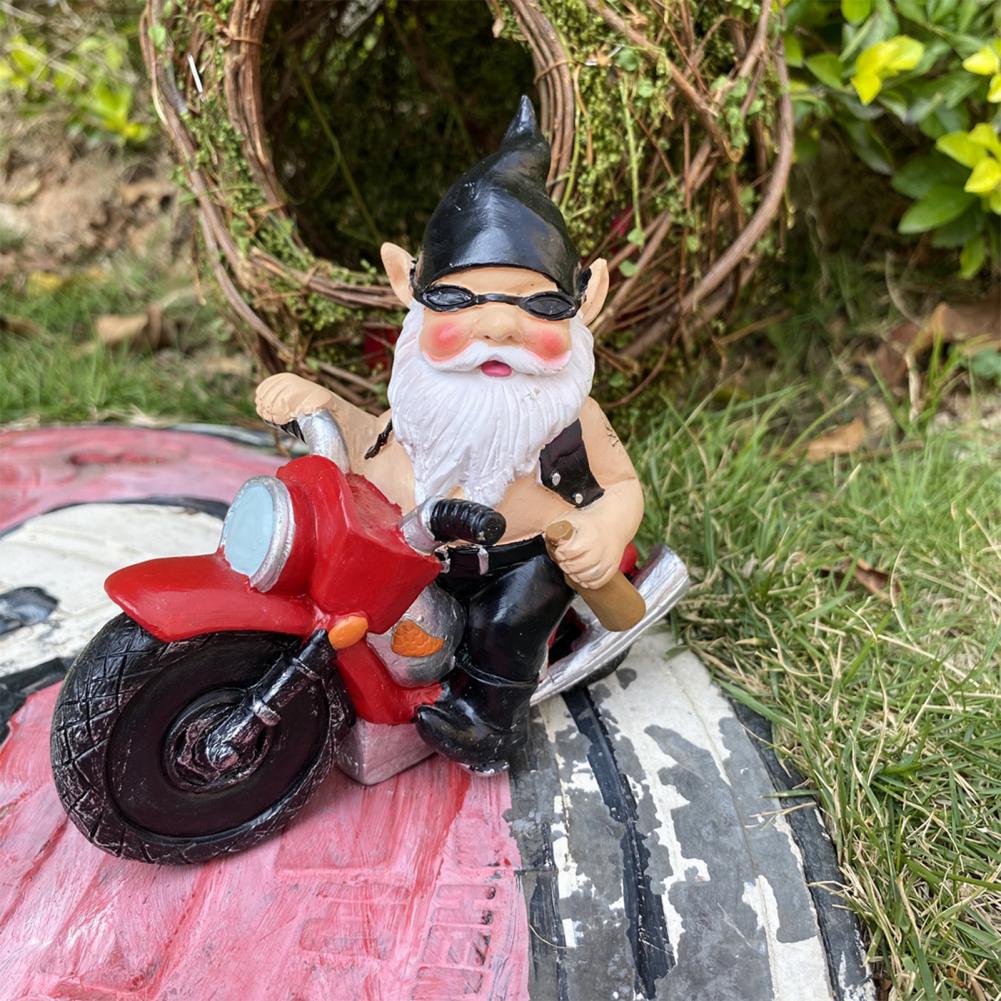 Gnome Riding Statue Small Cute Lovely Garden Gnome Riding Outdoor Statue for Garden