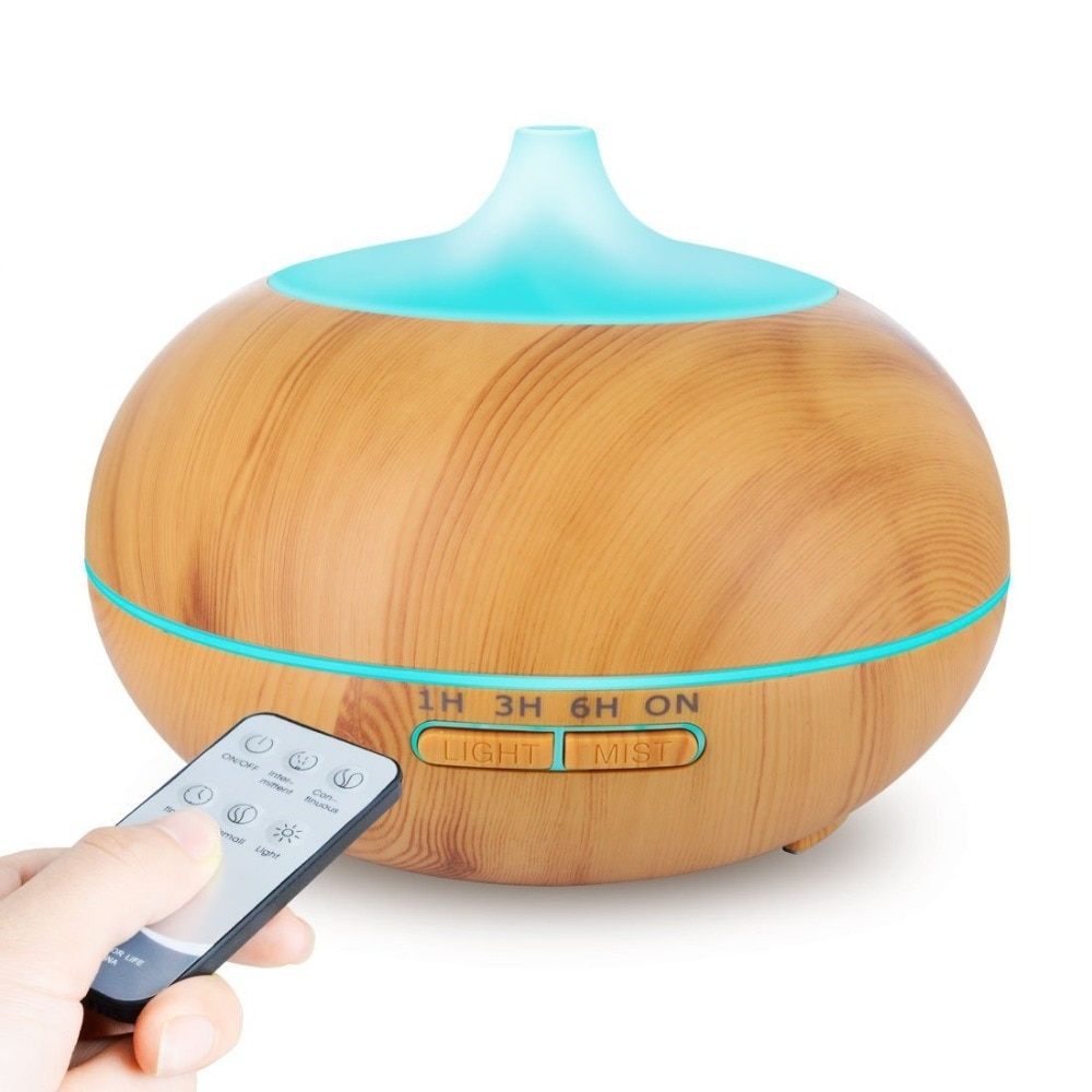 500 Ml Aroma Essentiële Olie Diffuser Ultrasone Luchtbevochtiger Met Houtnerf Elektrische Led Verlichting Aroma Diffuser Voor Home Spa