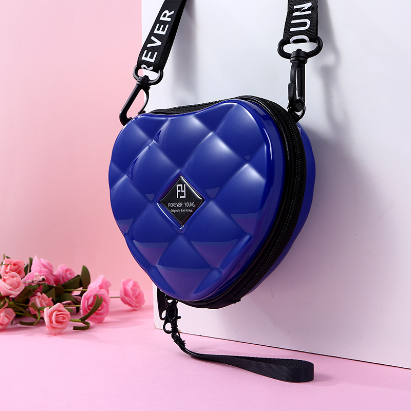 Luxury HandBags Heart Shaped PVC Mini Shoulder Bag for Woman Personality Small Box Women Purses: Blue