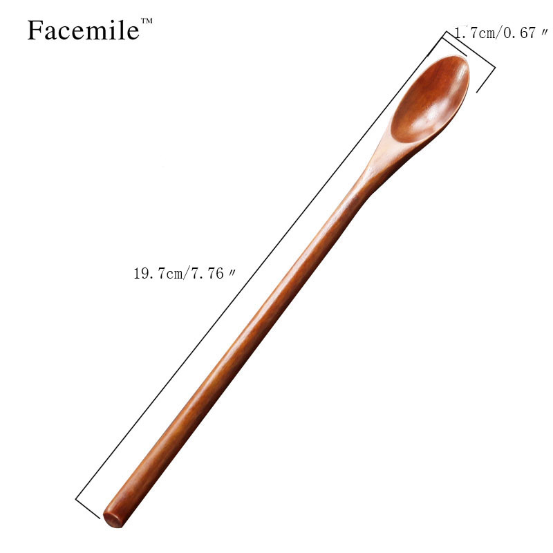 1PCS 20CM Long Flat Wooden Handle Coffee Spoon Stir Machilus Dessert Spoons Cooking Children Tableware Kitchen Accessories