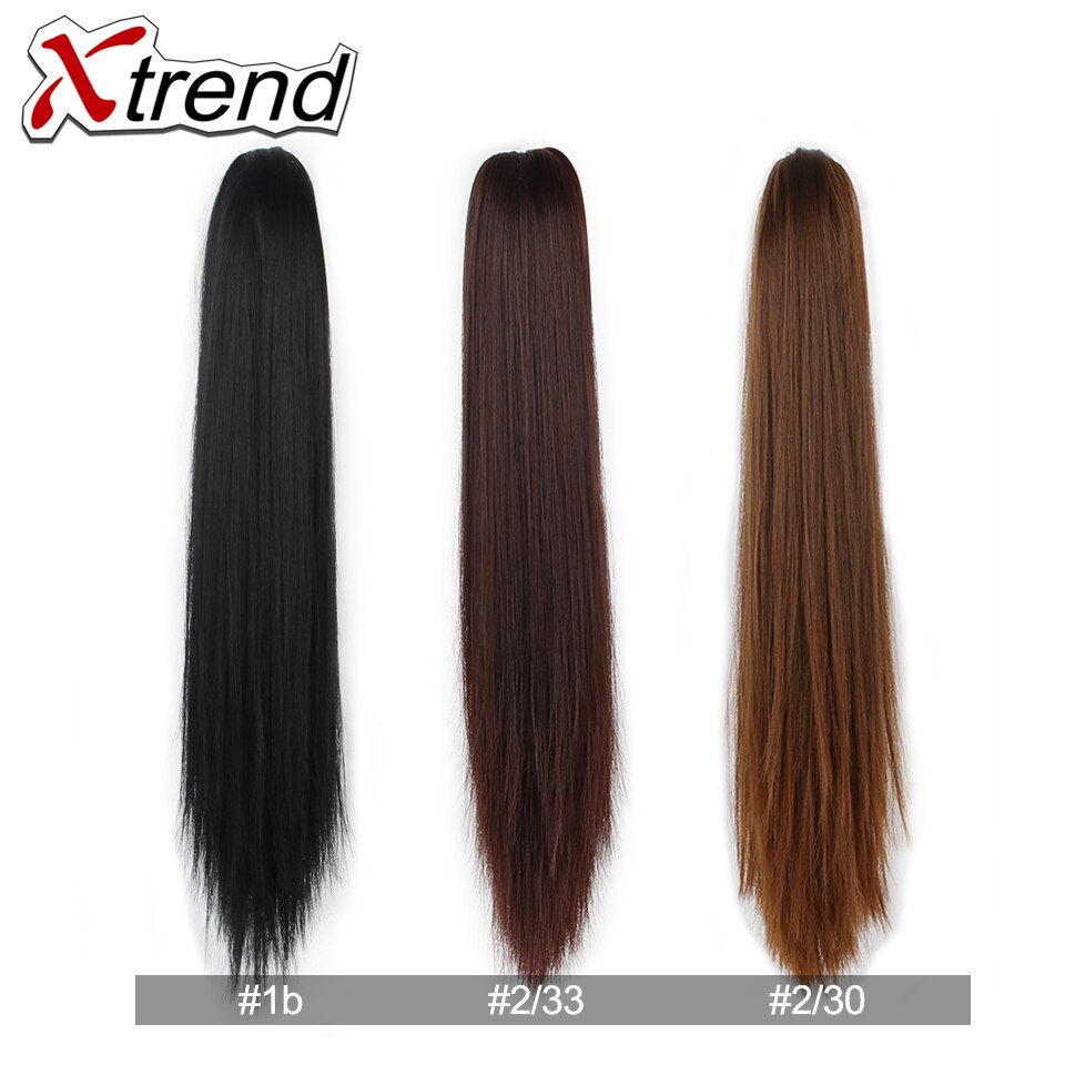 Xtrend-coletas de pelo sintético para mujer, extensiones de cabello de fibra de alta temperatura, con Clip de garra, peine de plástico, 20 pulgadas