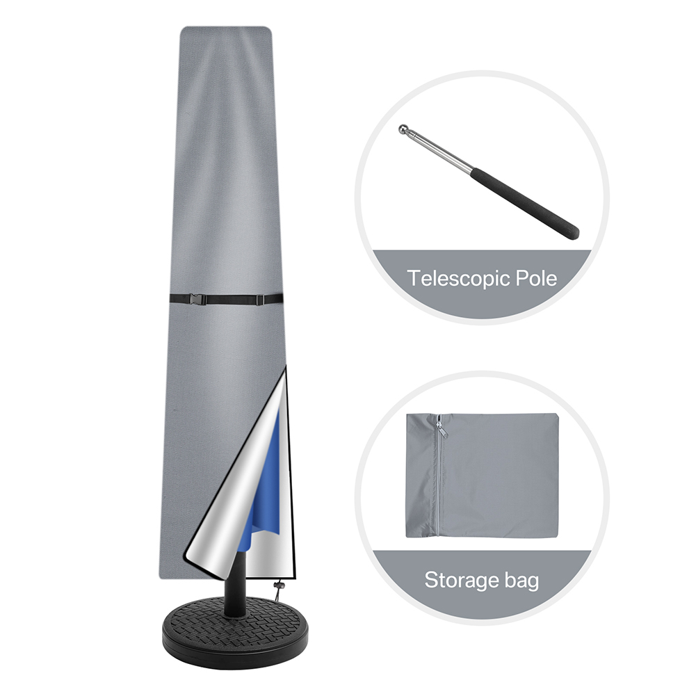 210D Rechte Parasolhoes Waterdichte Parasol Beschermhoes met Rits Weerbestendig UV-Anti Winddicht Tuinparapluhoes: M / witte kleur