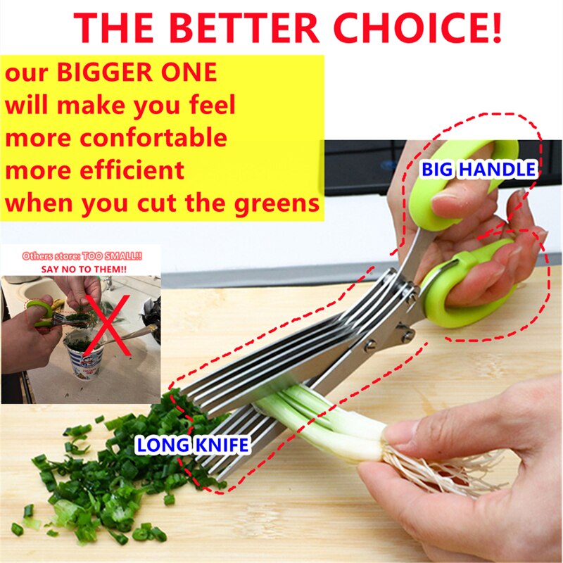 Multifunctional Cutter Greens Big Scissors Stainless Steel Cutting Knife Herb Seaweed Spice Scissors Paper Kitchen Accessories
