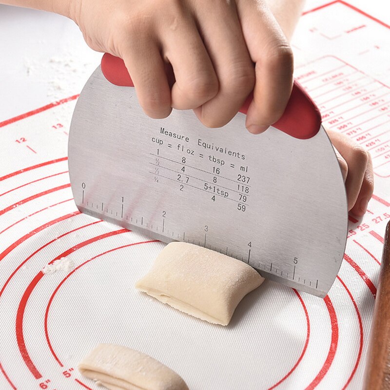 Edelstahl Teig Cutter mit Skala Gebäck Schaber Zerhacker Pizza Teiler Halbrunden Brot Separator Mehl Gebäck Kuchen Werkzeug