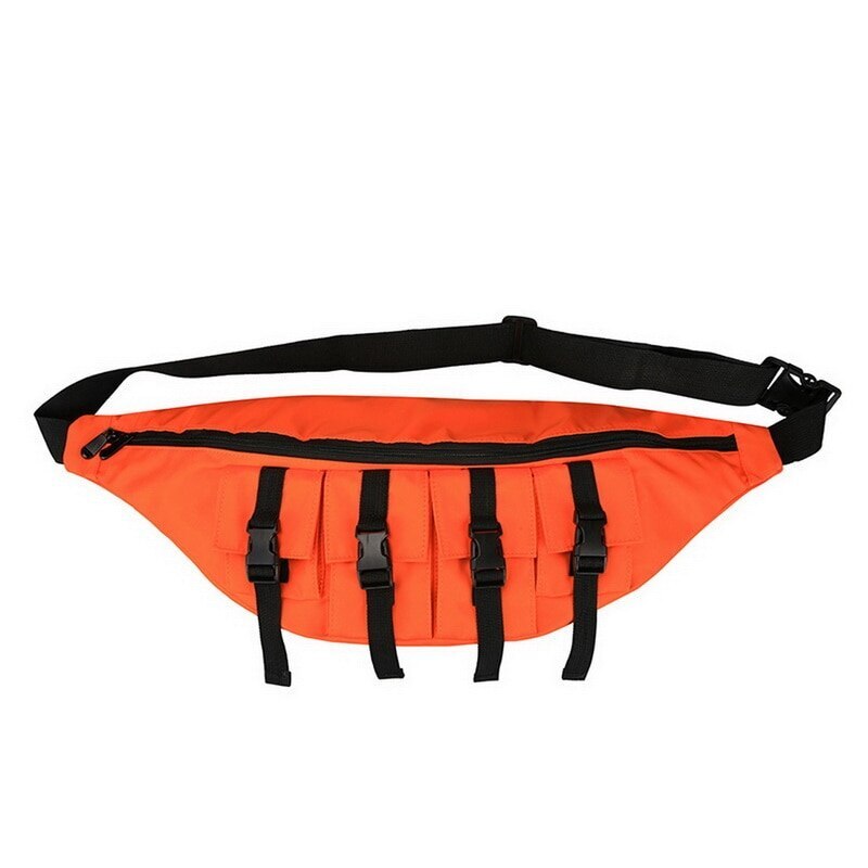 Fanny Waist Bag Men Waterproof Large Chest Pack Outdoor Sport Crossbody Bag Casual Multi-pocket Travel Male Bum Belt Bag: orange