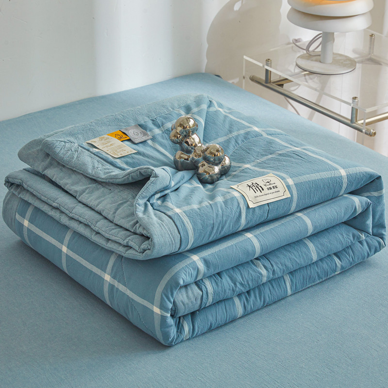 Edredón acolchado con aire acondicionado, edredón 100% de algodón puro lavable de verano, edredón suave a cuadros para edredón individual de tamaño queen doble: Reina / Borgoña