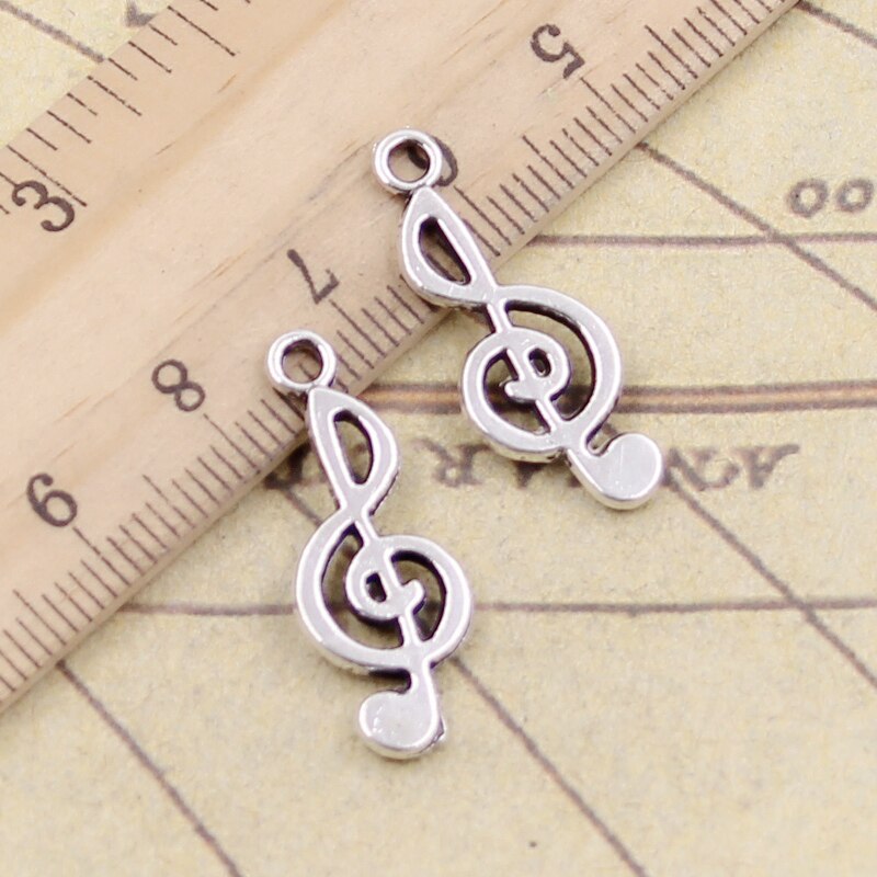 20pcs Charms Musical Note 26x10mm Tibetan Bronze Silver Color Pendants Antique Jewelry Making DIY Handmade Craft: Antique Silver Plated