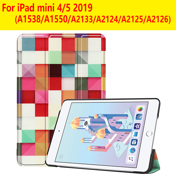 Cover Case for iPad Mini 1 2 3 PU Leather Silicone tablet case for iPad Mini 4 5 Tri-fold Stand Sleep Smart Cover Case