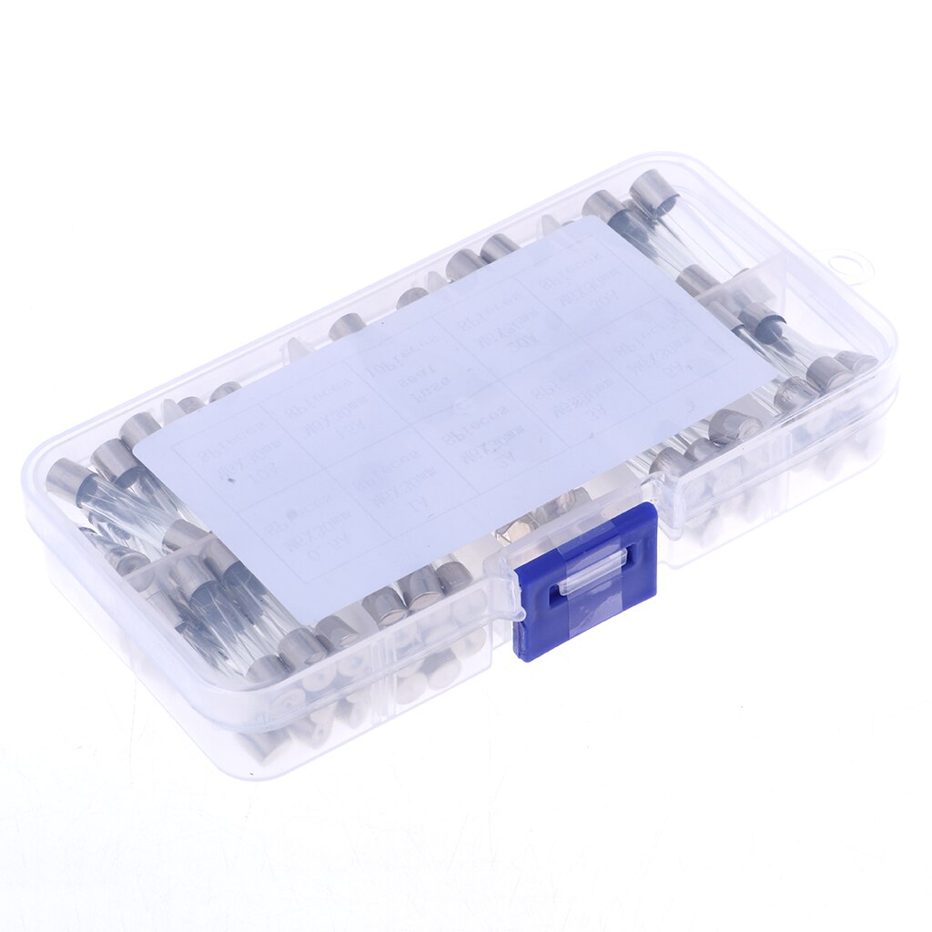 72- pack 6 x 30mm 0.5a-30a snelblazende glazen buiszekeringen kits voor elektronica zekering diverse kits doe-het-zelf snelblazende glazen buis