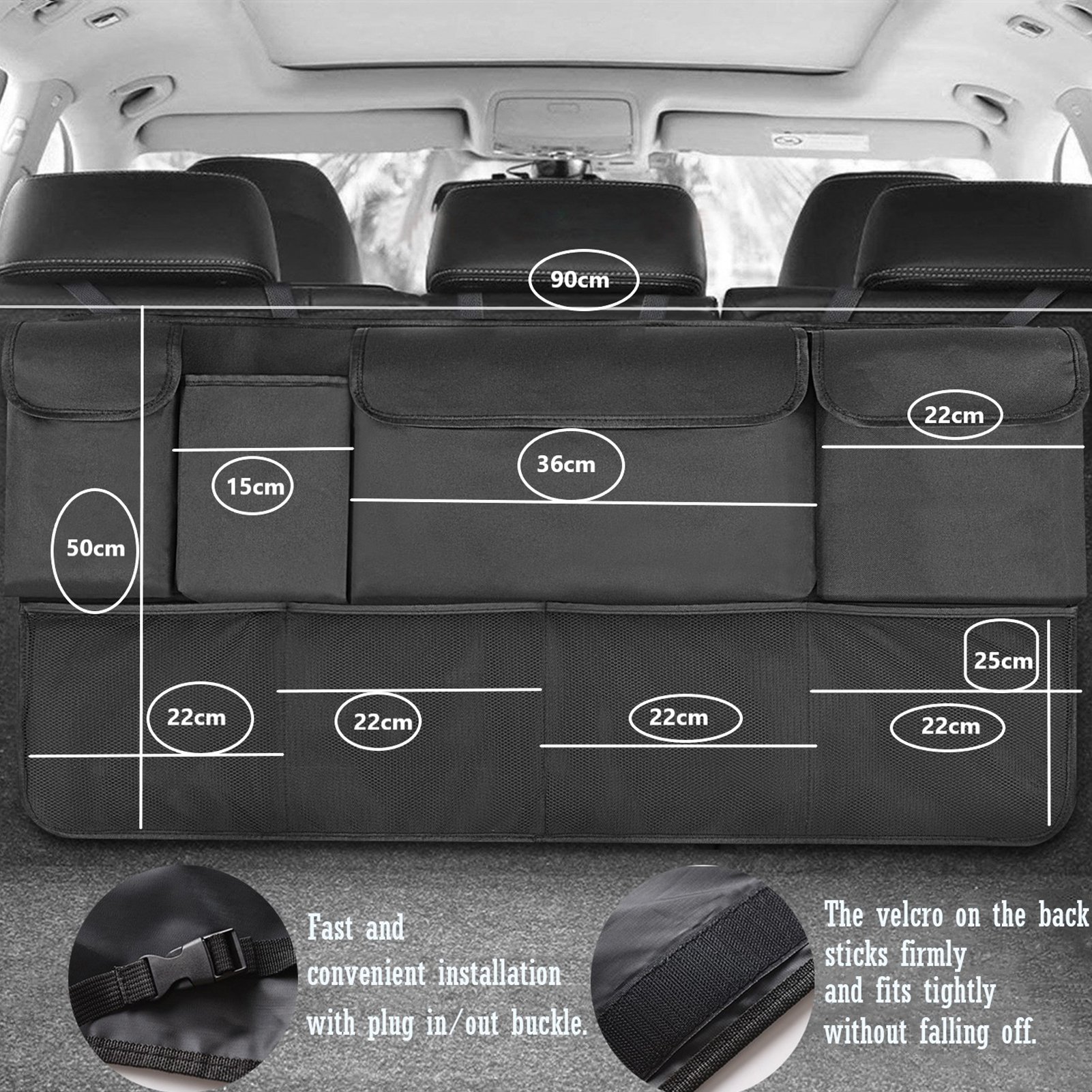 Car Trunk Organizer Seat Back Hanging Organizer Car Backseat Tidy Storage Bag Large Capacity for Sedan Wagon Minivan MPV SUV