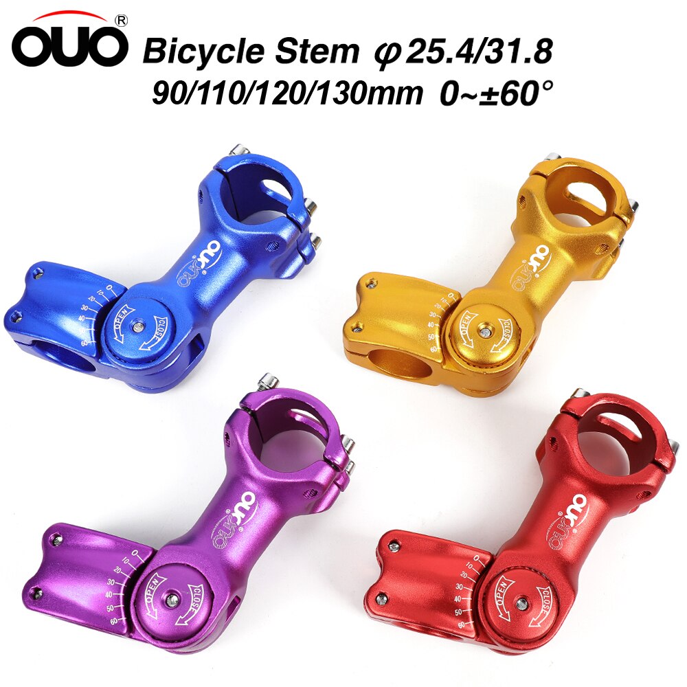 OUO Einstellen Stem 0-60 Grad Bike Lenker Vorbau 25.4/31,8mm Mountain Road Fixie Einstellbare MTB Vorbau 90/110/120/130mm Griff Teil