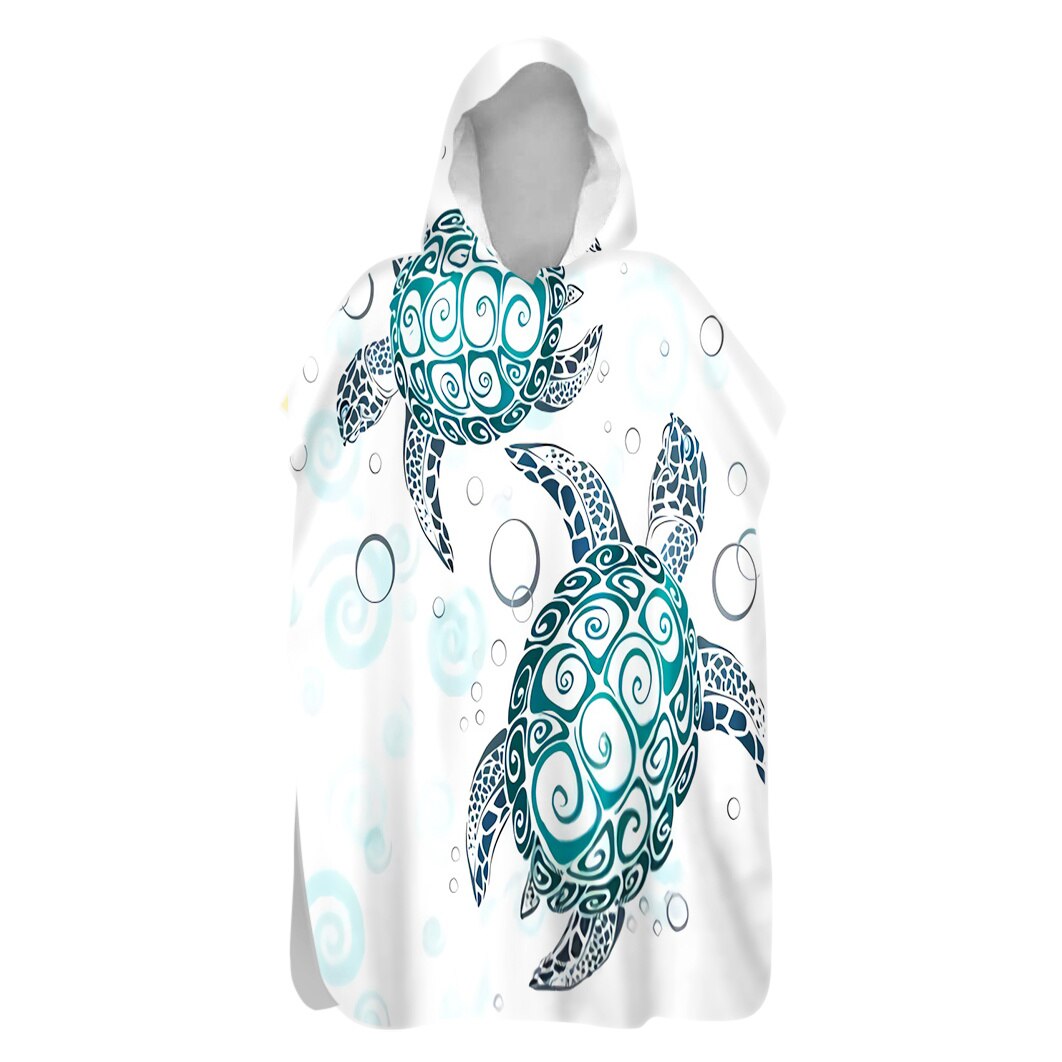Men Women Printed Diving Suit Change Robes Poncho Quick-dry Hooded Towel Sweat-absorbent Swim Robe Summer Beach Pool Swimming: Printed 5