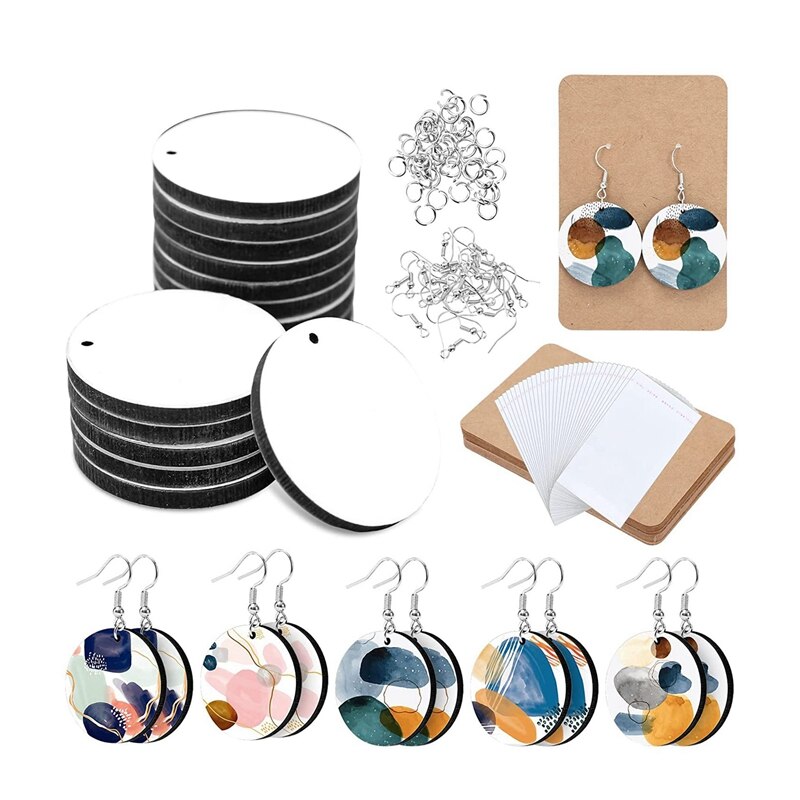 Ronde Sublimatie Leeg Oorbellen Met Oorbel Haken En Jump Ringen Onvoltooide Warmteoverdracht Oorbellen Voor Diy Project: Default Title