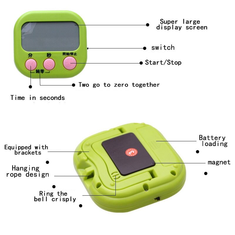 Super Thin LCD Digital Screen Kitchen Timer Square Cooking Count Up Countdown Alarm Sleep Stopwatch Temporizador Clock
