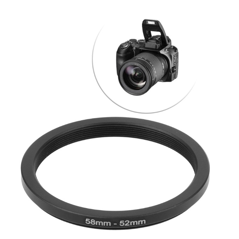 58mm à 52mm métal abaisseur anneaux adaptateur d'objectif filtre caméra outil accessoire