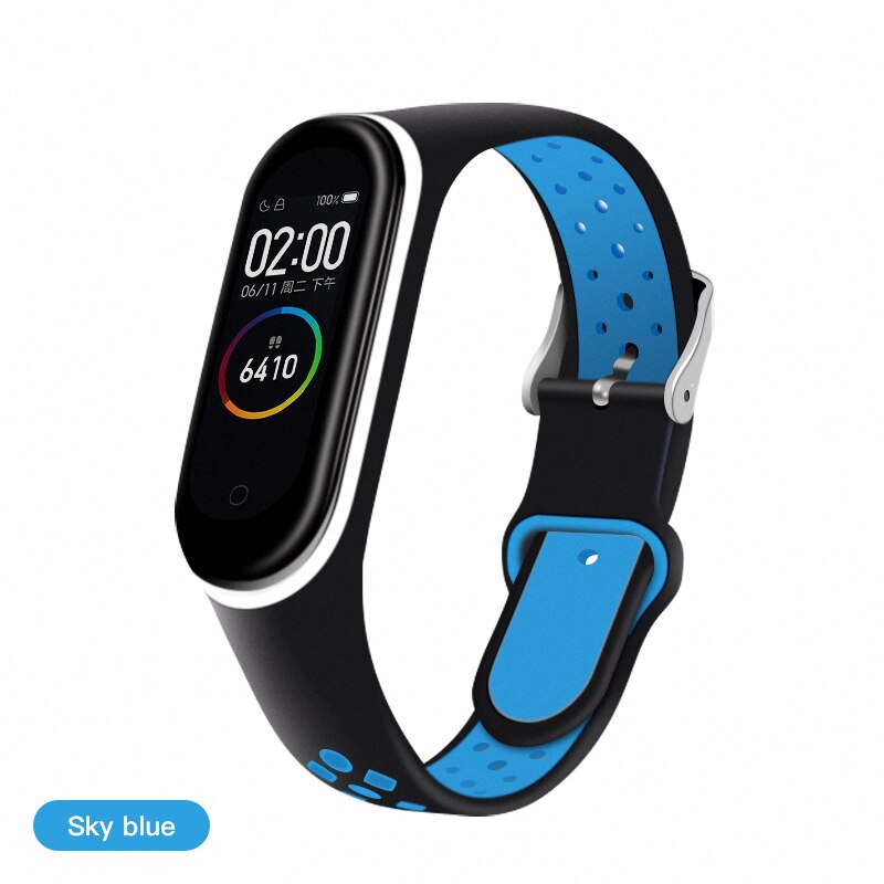 ESVNE Silicone Sport Bracelet Strap For Xiaomi Mi Band 4 Strap Bracelet Miband 3 4 Mi Band 3 Strap Bracelet Miband4 Accessories: Sky blue / For Mi band 4