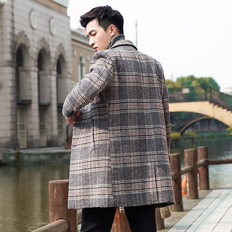 Batmo Herfst Wol Plaid Toevallige Trenchcoat Mannen, Mannen Wollen Jas, wol Jassen Mannen N901